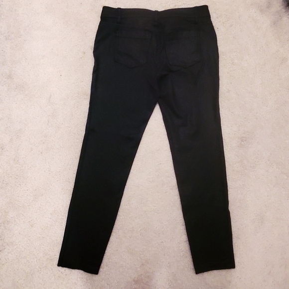 Ann Taylor Skinny Wax Coated Ankle Slim Cut Fitted Black Petite Jeans Jeggings - Picture 6 of 10